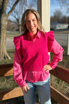 Anna Hot Pink Ruffled Cap Sleeve Sweater Vest