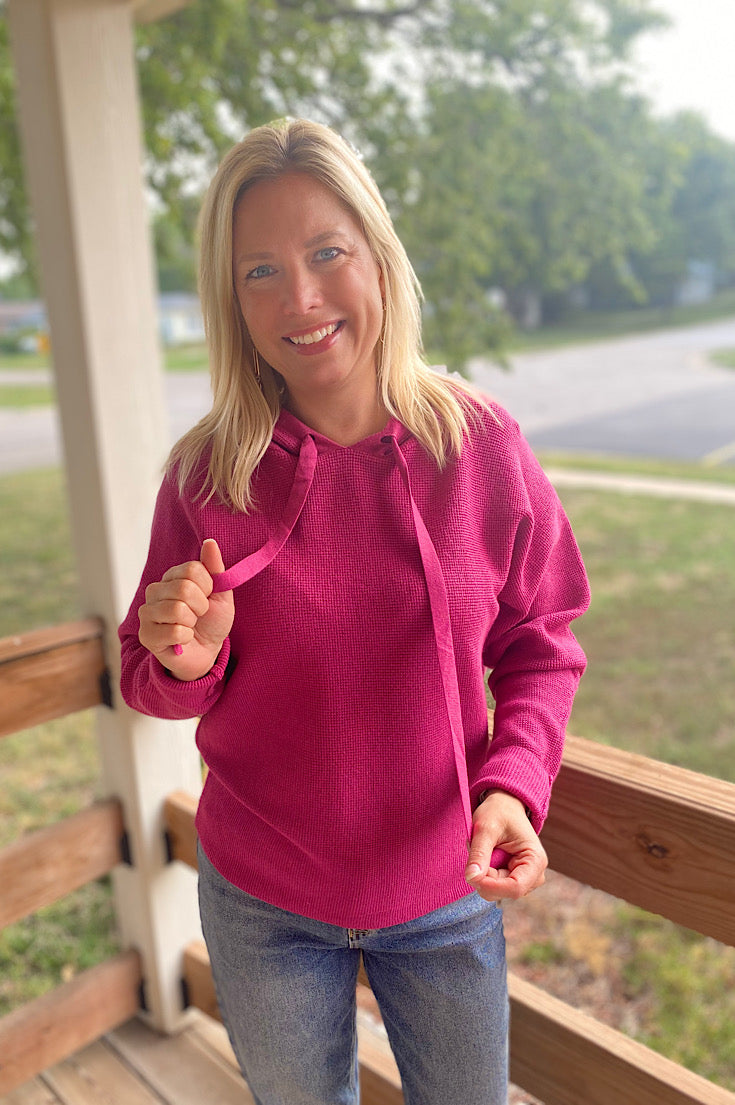 Maya Mini Waffle Dolman Hoodie {2 colors}