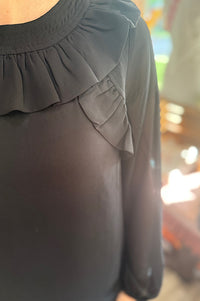 Kate Black Ruffle Detail Blouse