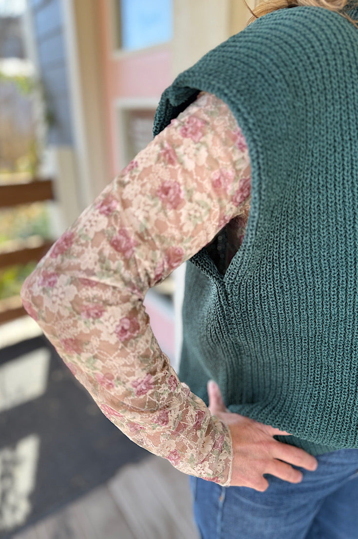 Quinlynn Floral Lace Long Sleeve Layering Top {2 Colors}