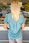 Aspen Light Teal V-neck Blouse