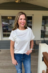 Hattie Ivory Tee with Ribbed Detail