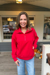 Olivia Ruby Red Scuba 1/4 Zip Pullover