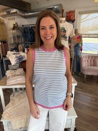 Dalia Blue & Pink Stripe Sweater Tank