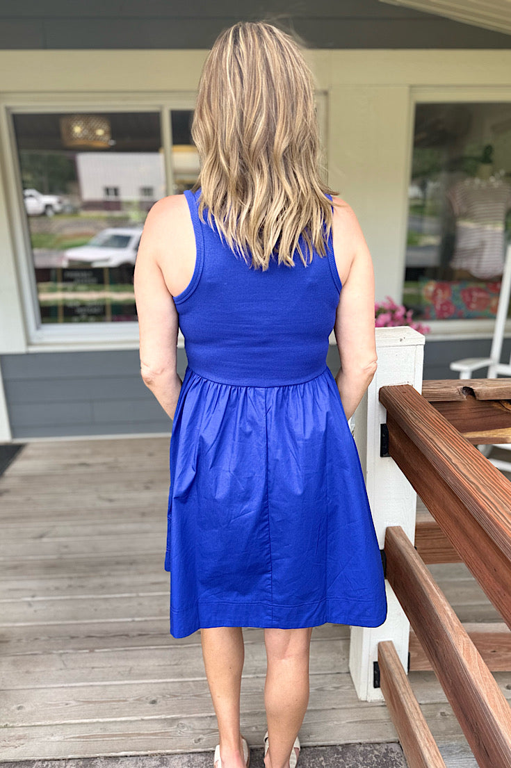 Charlotte Bright Blue Mixed Media Dress