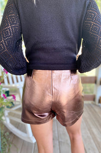 Rachel Metallic Faux Leather Shorts