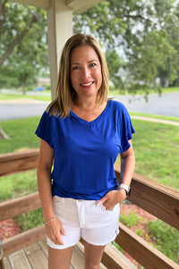 Rhodes V-Neck Cap Sleeve Top {2 colors}