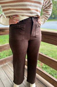 Boone Chocolate Bow Patch Pocket Pants