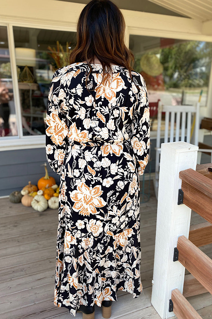 Brooklyn Black Floral Print Maxi Dress