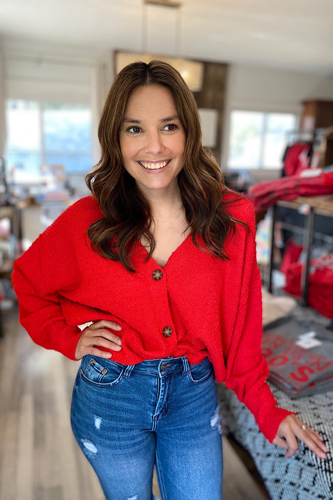 Maylee Red Dolman Cardigan