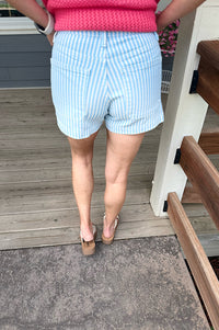 Pippa Blue Stripe Denim Shorts