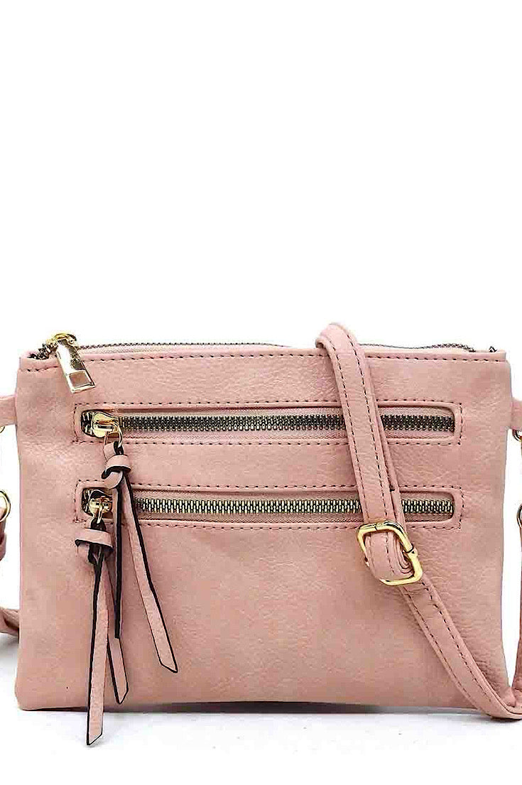 The Poppi Double Zipper Crossbody Clutch