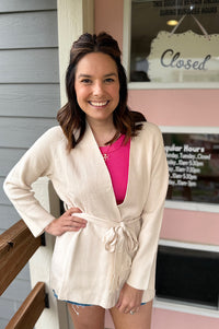 Sophia Ivory Lightweight Belted Cardi