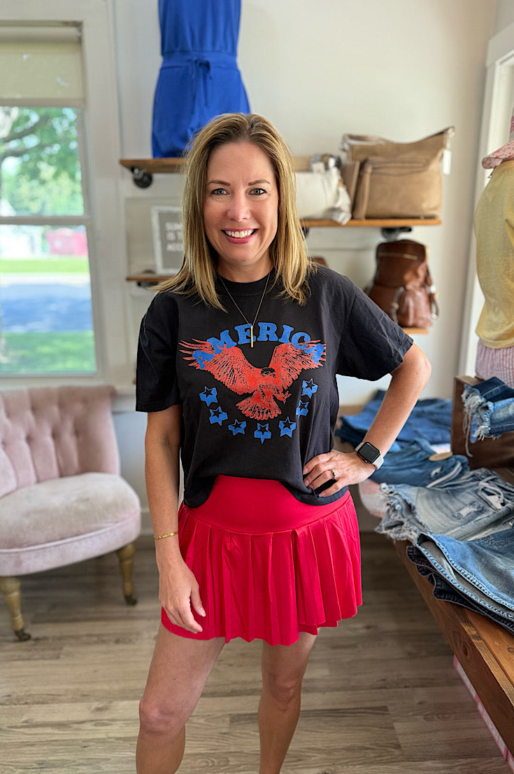 Taryn Red Pleated Tennis Skort