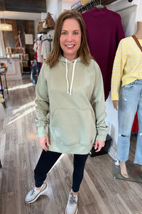 Conrad Sage Tunic Side Slit Hoodie