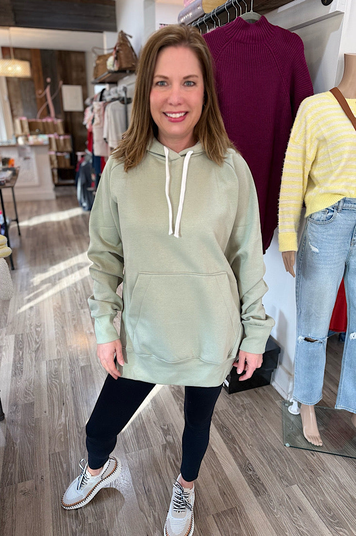 Conrad Sage Tunic Side Slit Hoodie