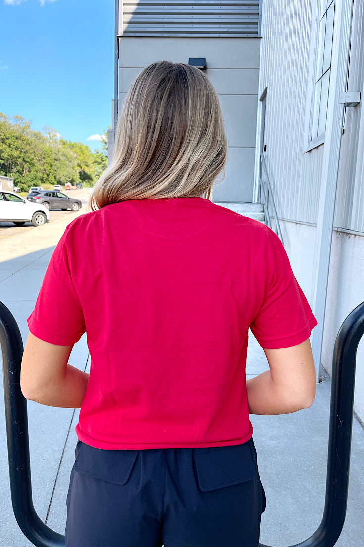 Game Day Leopard on Red Waist Length Tee