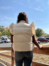 Alyssa Flutter Sleeve 2 Pocket Puffer Vest {2 colors}