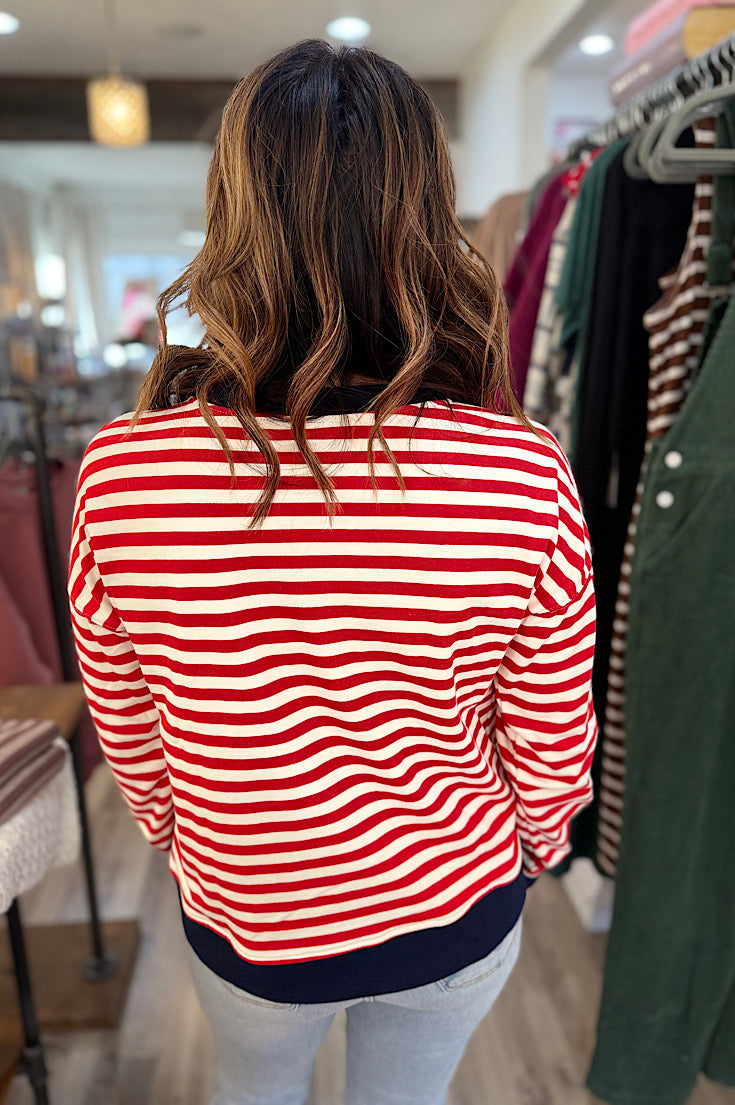 Billie Red Stripe Pullover