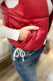 Scarlet Faux Leather Red Puff Vest