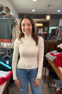 Dalin Ivory Micro Ribbed Long Sleeve Top
