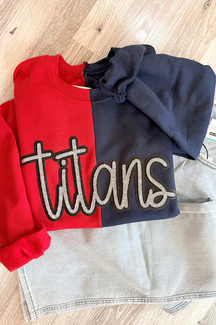 Titans Color Split Glitter Script Sweatshirt