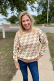 Miles Taupe Houndstooth Print Sweater