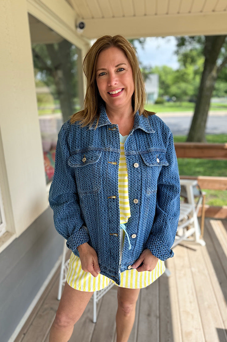 Dakota Basketweave Textured Denim Jacket