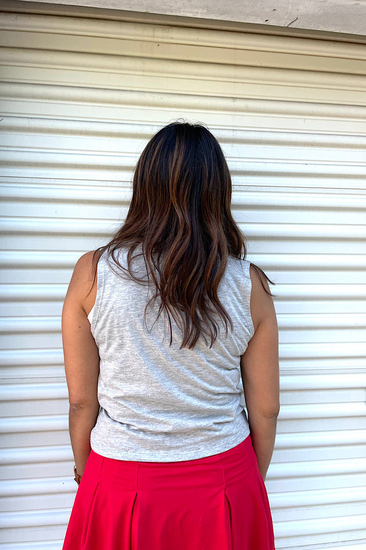 Nebraska Stripe Gray Long Crop Tank