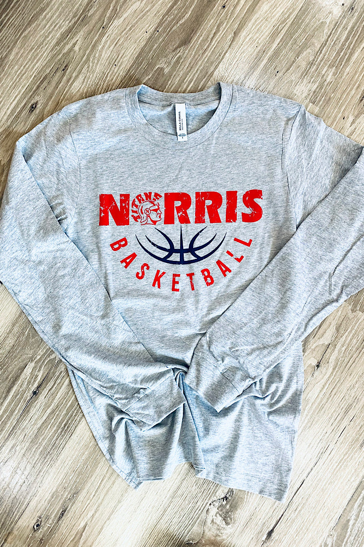 Norris Basketball Gray Long Sleeve Tee