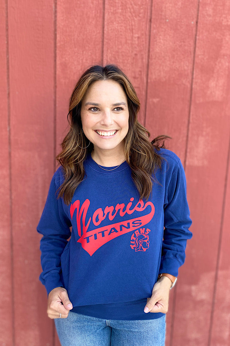 Norris Titans Script Print on Navy CC Sweatshirt