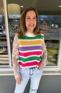 Blake Side Tie Colorblock Sweater Vest