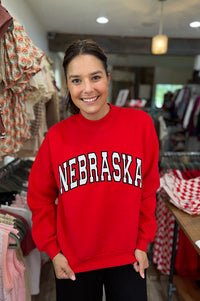 Red Nebraska Arch Mockneck Fleece