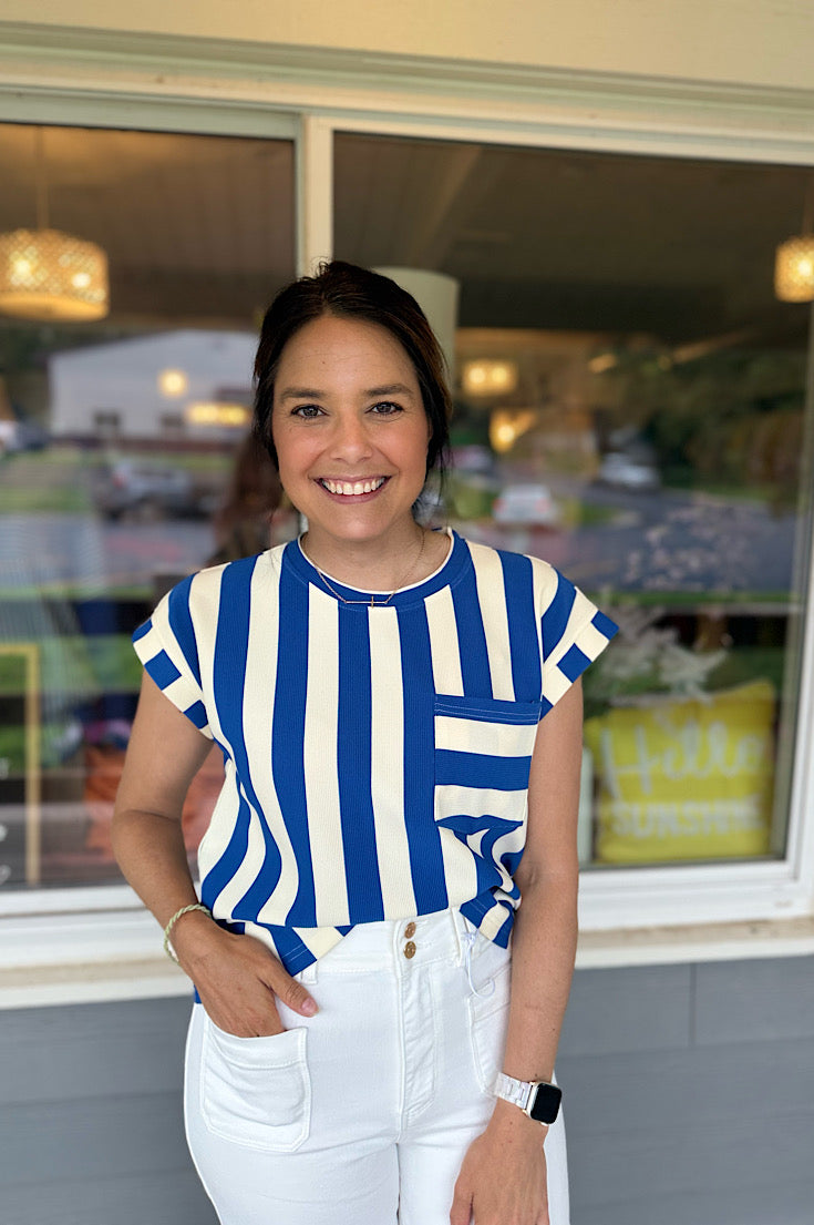 Kolter Blue Stripe Sleeveless Tee
