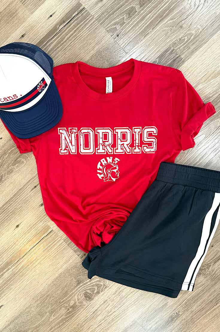 Norris with Titan Head Red Unisex Tee
