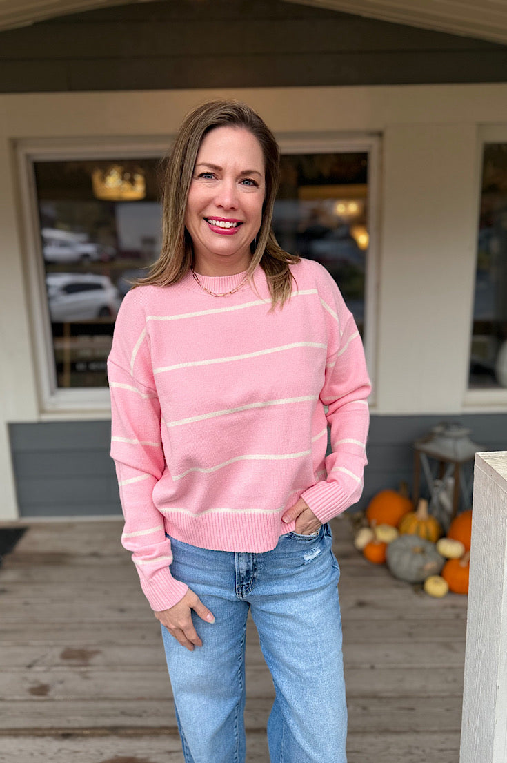 Everlee Pink Stripe Sweater