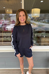 Vaylor Navy Side Stripe Lounge Shorts