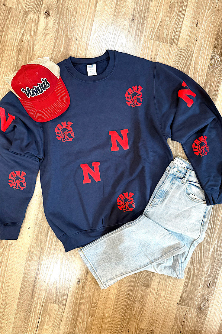 Norris All Over Puff Navy Sweatshirt