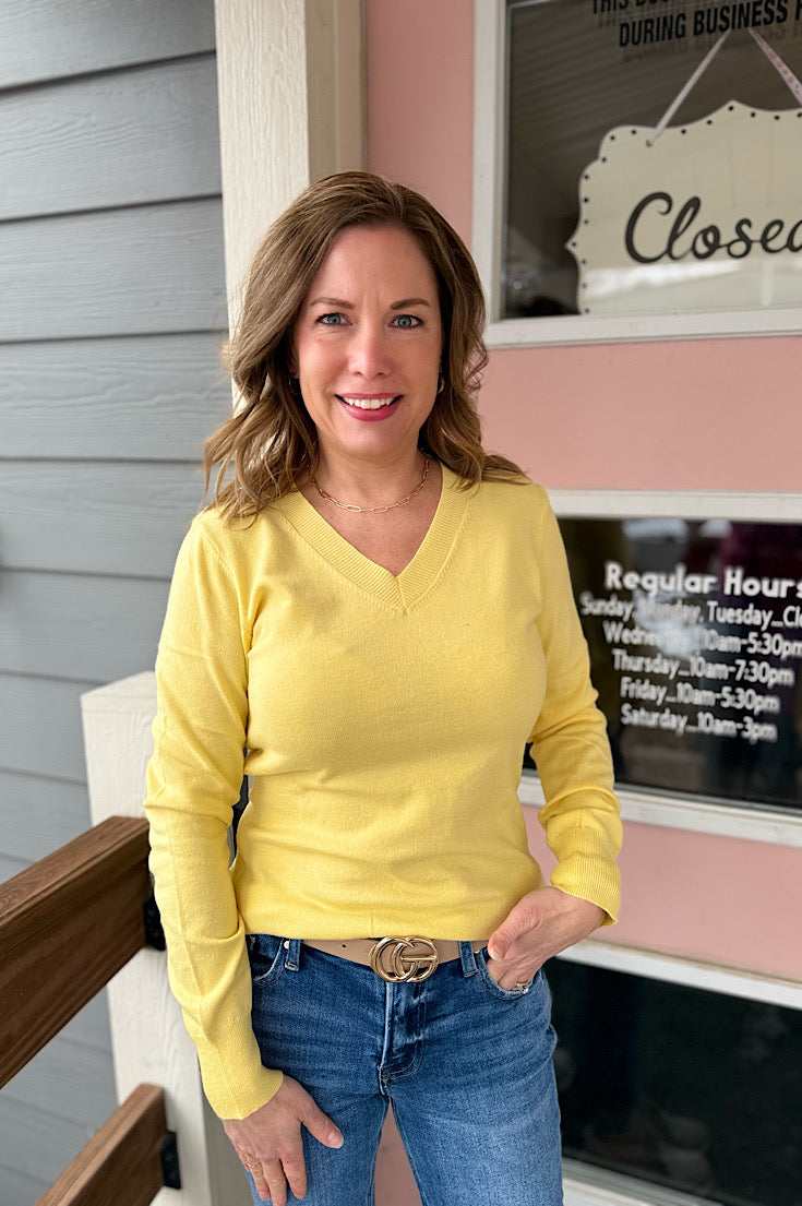 Maeve Yellow V-neck Sweater