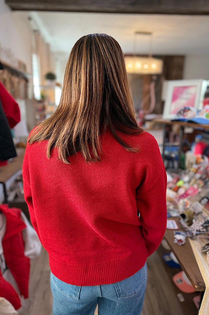 Rebekah Red 1/4 Zip Sweater