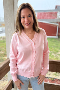 Annie Blush Pink Scalloped Cardigan
