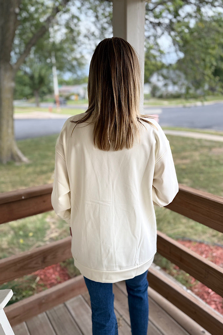 Eastin Button Down Beige Fleece Cardigan