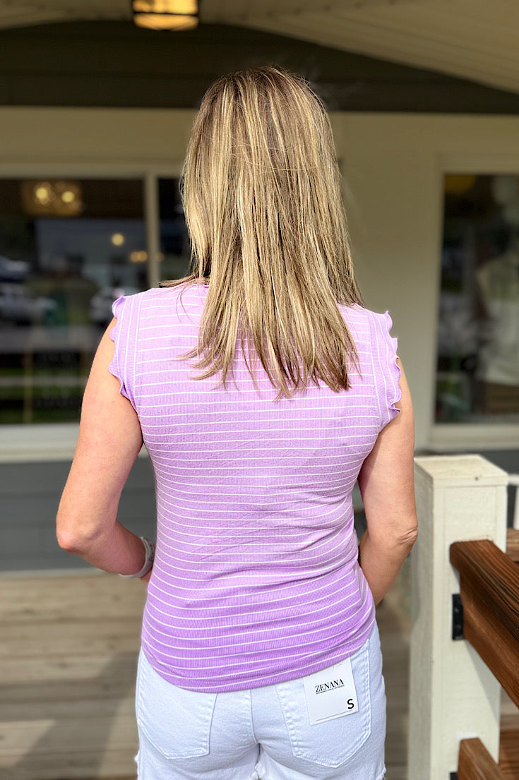 Kai Lavender Striped Tank Top