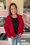 Abbie Brushed Red Hooded Jacket