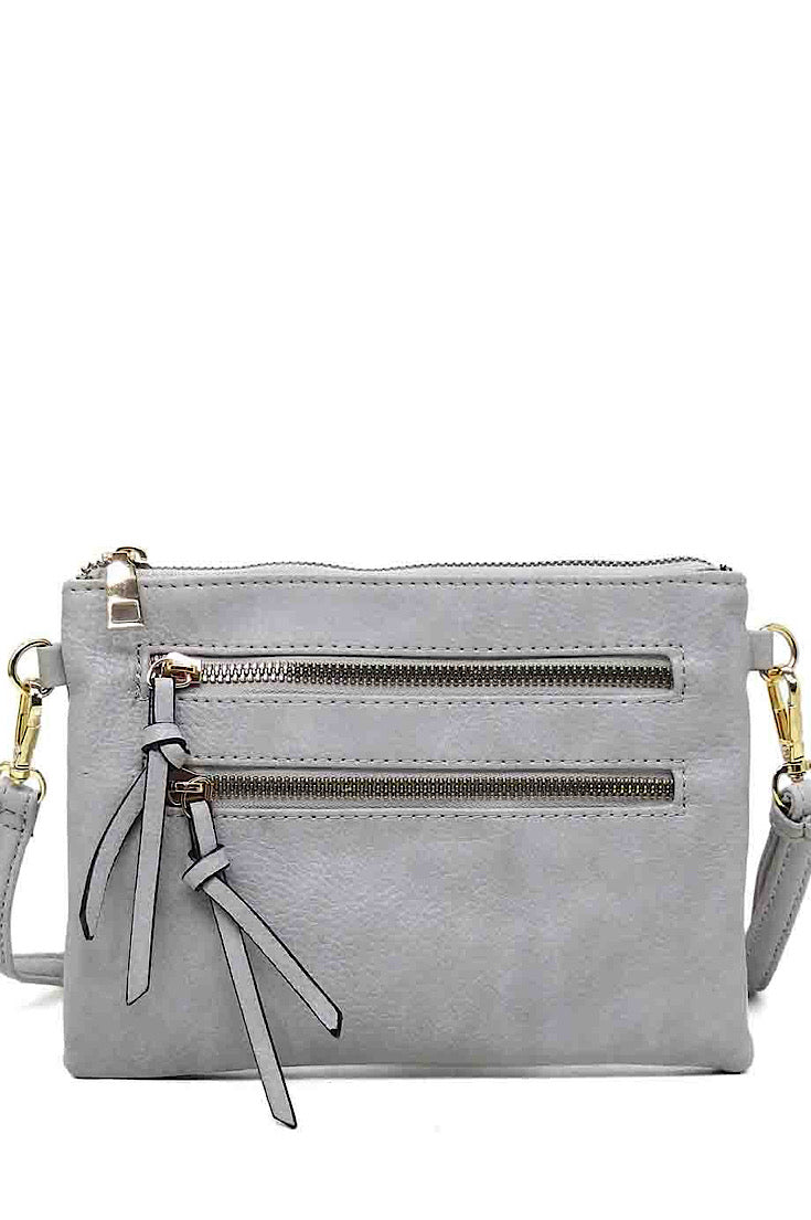 The Poppi Double Zipper Crossbody Clutch