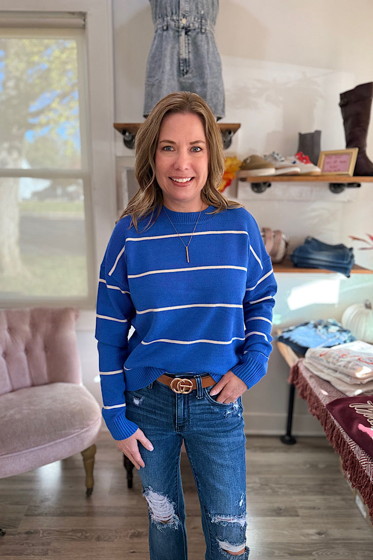 Florence Blue & Ivory Stripe Sweater