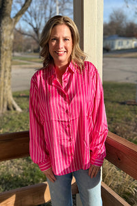 Paityn Stripe Satin Button Down Shirt