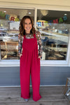 Jaylee Dark Red Wide Leg Jumpsuit