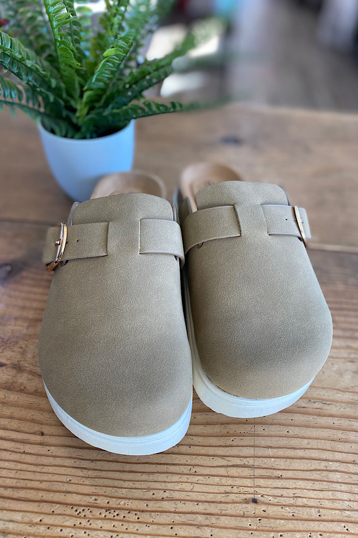 Senna Taupe Platform Clogs