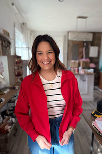 Pryce Red Scuba Full Zip Jacket